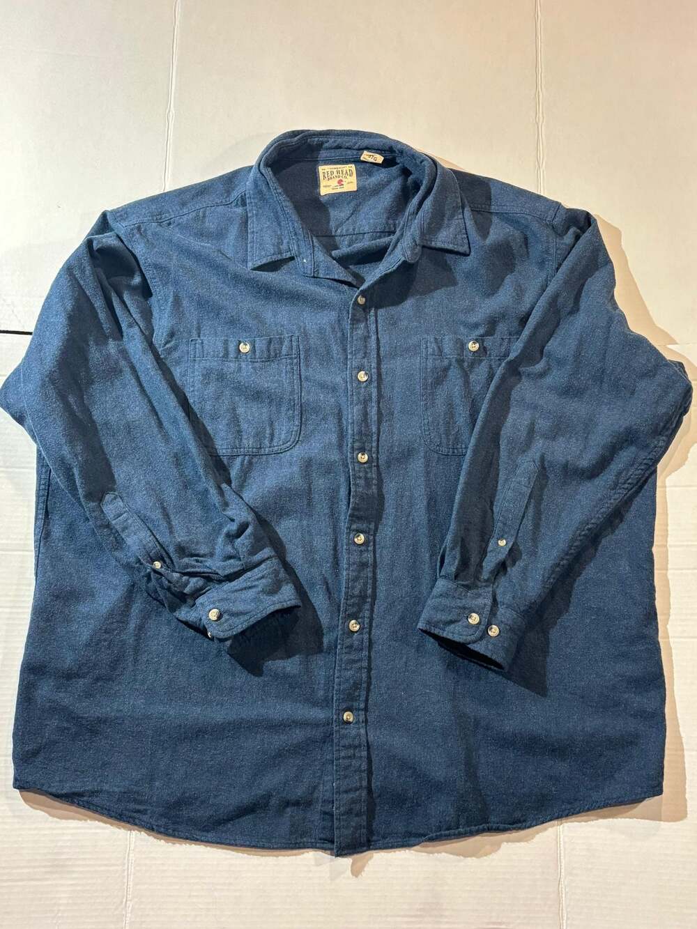 RedHead Brand Co. Solid Blue Flannel Button Down Shirt Size 3XL